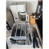 Image 4 : Kitchen Appliance and Utensil Lot: Toaster, Toaster Oven, Coffee Maker, Flatware, Knives