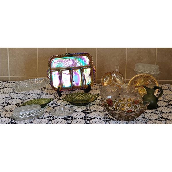 Pressed and Carnival Glass Tableware Assortment