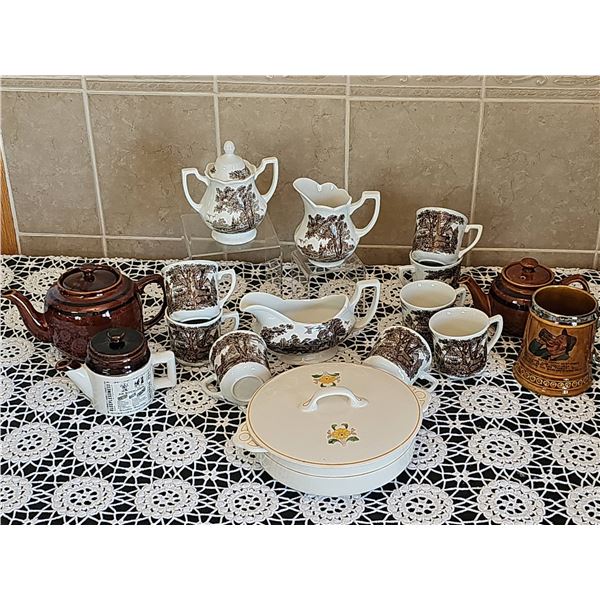 J&G Meakin Ironstone 'Romantic England' Tea Set & Misc Pottery