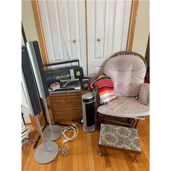 Sony 5-Disc CD Changer, 3D Bass Soundworks Boombox, Chair, and Accessories