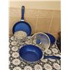 Image 1 : Nonstick Blue Speckled Cookware Set with Glass Percolator