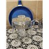 Image 5 : Nonstick Blue Speckled Cookware Set with Glass Percolator