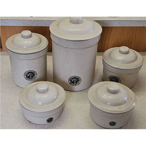 Medalta Stone Ware Co. Lidded Crock Canister Set, Medicine Hat AB