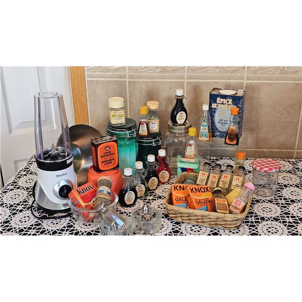 Baking Extracts, Spices, Knox Gelatine, and Starfrit Blender