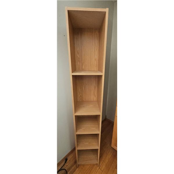 Tall Wood Veneer Bookshelf with Five Shelves