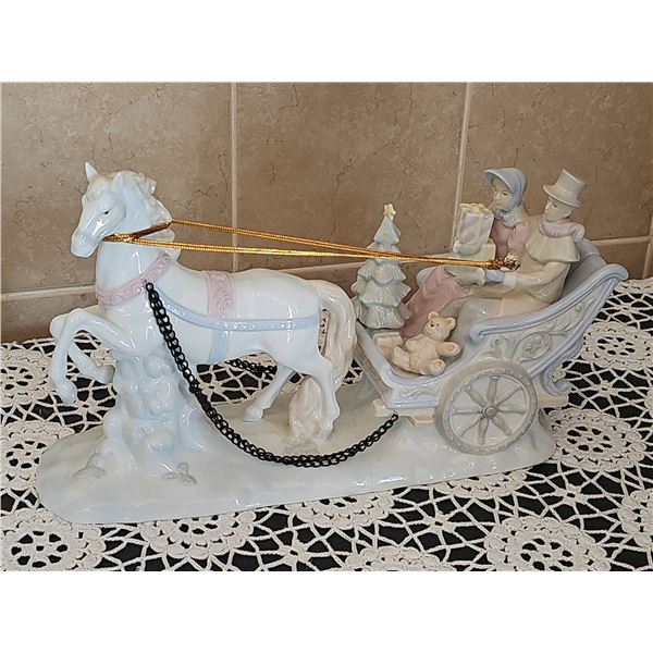 Nao by Lladro Porcelain Horse and Sleigh Figurine