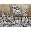 Image 1 : Blue and White Porcelain Figurines and Clock