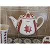 Image 3 : Porcelain Teapot and Tea Set with Red and Black Folk Pattern