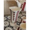 Image 6 : Porcelain Teapot and Tea Set with Red and Black Folk Pattern