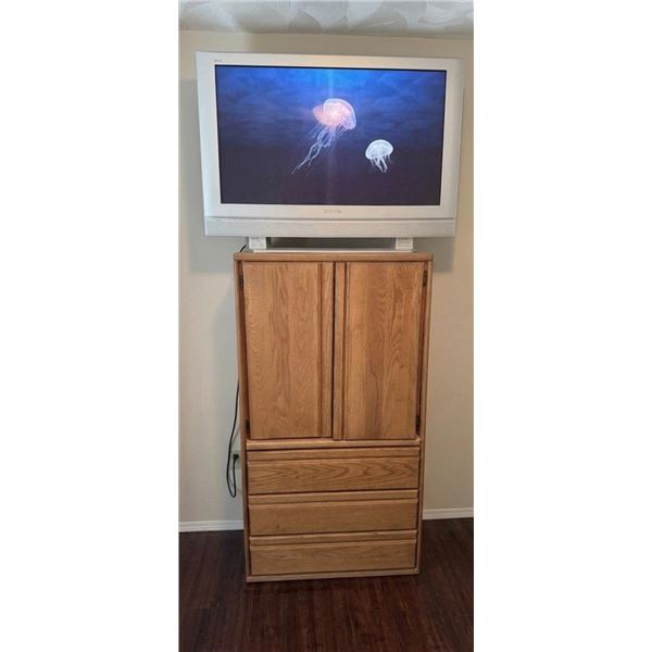 Panasonic Plasma TV with Pedestal and Oak Cabinet