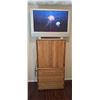 Image 1 : Panasonic Plasma TV with Pedestal and Oak Cabinet