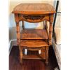 Image 1 : Solid Oak Side Tables with Carved Floral Detail