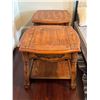 Image 2 : Solid Oak Side Tables with Carved Floral Detail