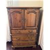 Image 1 : Solid Wood Armoire with Brass Hardware and Drawers