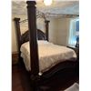Image 1 : Dark Wood Four-Poster Queen Canopy Bed Frame