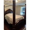 Image 2 : Dark Wood Four-Poster Queen Canopy Bed Frame