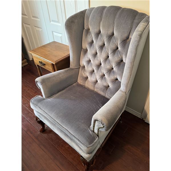 Tufted Grey Wingback Armchair\Table and Stool