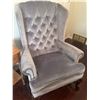 Image 2 : Tufted Grey Wingback Armchair\Table and Stool