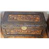 Image 2 : Hand-Carved Wooden Chest with Brass Hardware, Asian Sailing Ship Motif
