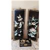 Image 1 : Chinese Lacquer Panels With Birds and Floral Motif and Inlaid Jewelry Box