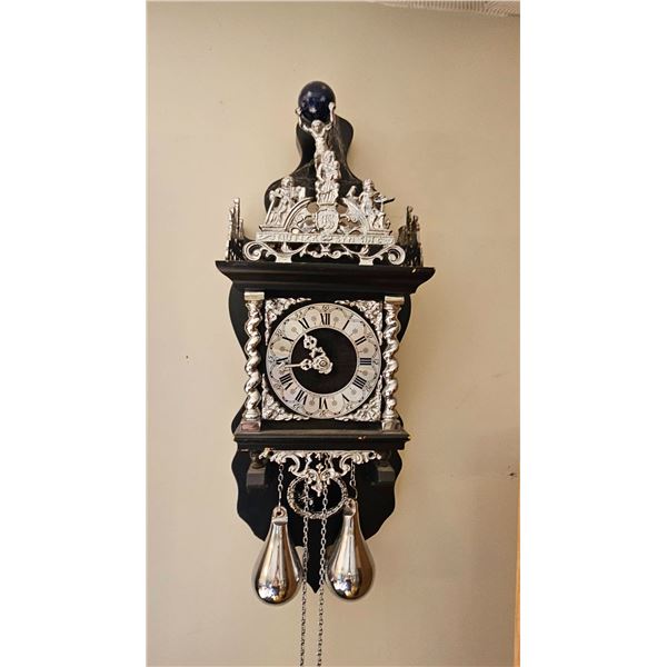 Dutch Zaanse Style Wall Clock with Silver Details