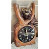 Image 4 : 3 Clocks: Bulova Wall Clock and 2 Raccoon Motif Quartz Clocks
