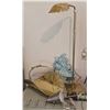 Image 1 : Brass Floor Lamp, Brass Magazine Rack, Silver Clip-On Lamp