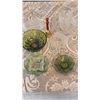 Image 1 : Green and Clear Pressed Glassware With Brass Bell