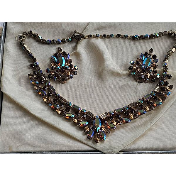 1940s Sherman Signed 3-Piece Costume Jewelry Set
