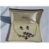 Image 1 : Essex Blue Rhinestone Leaf Jewelry Set in Original Box