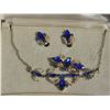Image 2 : Essex Blue Rhinestone Leaf Jewelry Set in Original Box