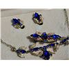 Image 3 : Essex Blue Rhinestone Leaf Jewelry Set in Original Box