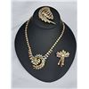 Image 1 : Aurora Borealis Rhinestone Necklace and Brooch Set