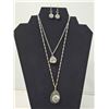 Image 1 : Silver Tone Druzy Pendant Necklace and Earring Set