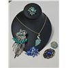 Image 1 : Costume Jewellery Peacock Brooches, Floral Brooch, and Pendant