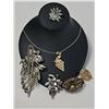 Image 8 : Costume Jewellery Peacock Brooches, Floral Brooch, and Pendant