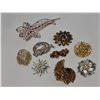 Image 1 : Rhinestone and Faux Pearl Brooch and Clip-On Earrings Lot