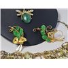Image 3 : Costume Jewellery With Green Stones and Gold Tone Metal