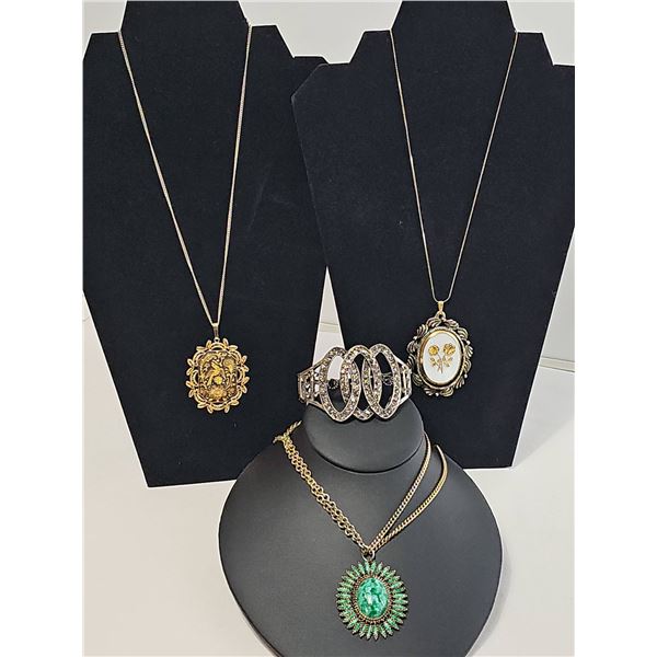 Costume Jewellery Lot: 4 Pendants and 1 Braceletc