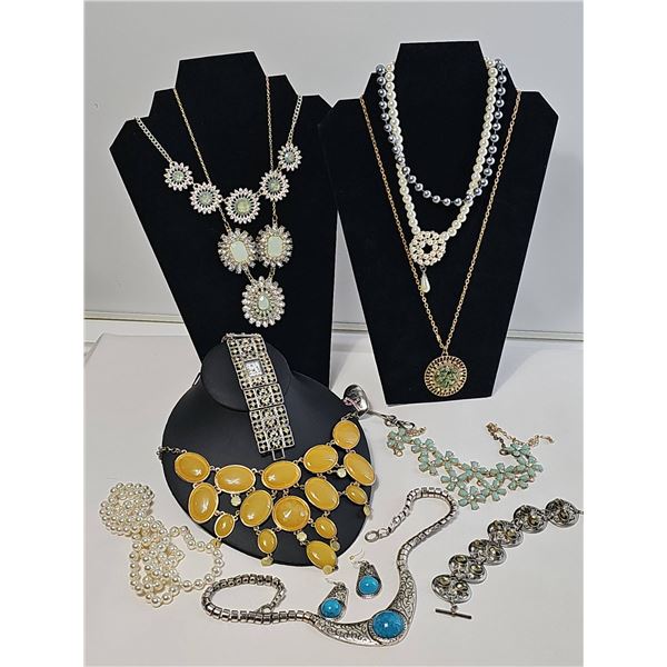 Costume Jewellery Lot Including Necklaces, Bracelets, Earrings, Watch