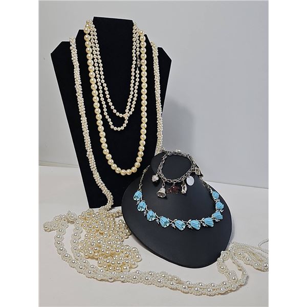 Costume Jewellery Lot, Including Lisner Necklace and Ottawa Charm Bracelet