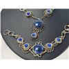 Image 2 : Silver Tone Filigree Jewellery Set With Blue Glass Cabochons