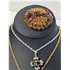 Image 3 : Jewellery Lot: Lucerne Watch, Brooches, Two Necklaces, Bracelet & Trinket Box