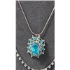 Image 2 : Blue Rhinestone Jewelry Set With Earrings, Necklace, Bracelet, and Brooch