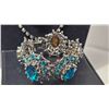 Image 5 : Blue Rhinestone Jewelry Set With Earrings, Necklace, Bracelet, and Brooch