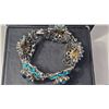 Image 6 : Blue Rhinestone Jewelry Set With Earrings, Necklace, Bracelet, and Brooch