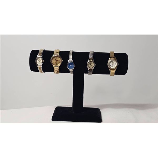 5 Ladies’ Wristwatches Including Seiko, Timex, and Quartz