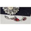 Image 5 : Avon 2013 Brooch, Red Rhinestone Jewelry Set, and Faux Pearl Pendant