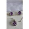 Image 5 : Sterling Silver Amethyst Necklace and Earring Set
