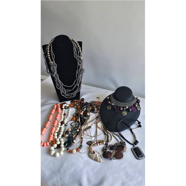 Costume Necklace Lot – Mixed Materials, Styles